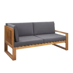 3pc Outdoor Acacia Wood Sectional Conversation Set With Cushions - Gray - GODEER -Garden Furniture Discounts GUEST 1cb7e089 ba92 4fd0 bd1a 7eab9801824f