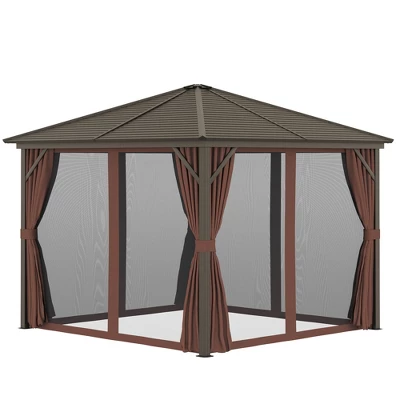 Outsunny 10x10 Hardtop Gazebo With Aluminum Frame, Permanent Metal 5 Outsunny 10x10 Hardtop Gazebo With Aluminum Frame, Permanent Metal - Image 3