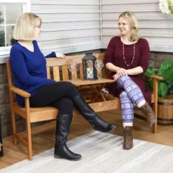 Sunnydaze Decor Sunnydaze Outdoor Meranti Wood With Teak Oil Finish 2-Person Bench Seat With Pop-Up Table - 60" - Brown -Garden Furniture Discounts GUEST 1cf88231 509e 44d6 acf4 73894fd6c726