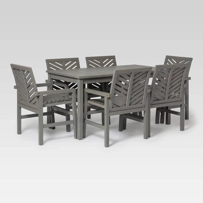 7pc Slatted Chevron Acacia Patio Dining Set - Saracina Home 15 7pc Slatted Chevron Acacia Patio Dining Set - Saracina Home - Image 13