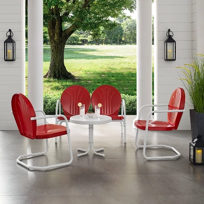 Griffith 4pc Outdoor Conversation Set - Bright Red - Crosley 3 Griffith 4pc Outdoor Conversation Set - Bright Red - Crosley