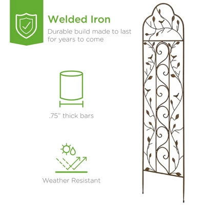 Best Choice Products 60x15in Iron Arched Garden Trellis Fence Panel W/ Branches, Birds For Climbing Plants - Bronze 4 Best Choice Products 60x15in Iron Arched Garden Trellis Fence Panel W/ Branches, Birds For Climbing Plants - Bronze - Image 2