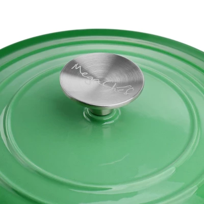 MegaChef 2 Quart Round Enameled Cast Iron Braiser Pan In Green 6 MegaChef 2 Quart Round Enameled Cast Iron Braiser Pan In Green - Image 4