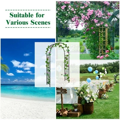 Costway 7.2Ft Garden Arch Steel Arbor Wedding Garden Decoration Climbing Plants W/Stakes 9 Costway 7.2Ft Garden Arch Steel Arbor Wedding Garden Decoration Climbing Plants W/Stakes - Image 7