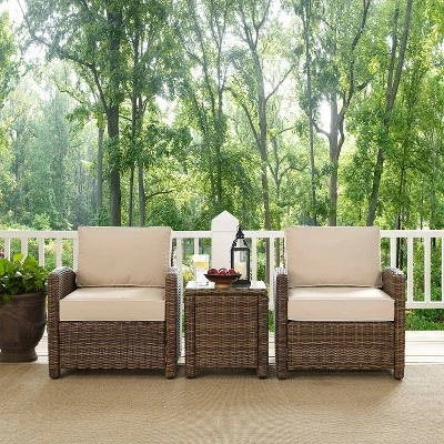 Bradenton 3pc Outdoor Wicker Seating Set With Two Chairs & Side Table Sand - Crosley 4 Bradenton 3pc Outdoor Wicker Seating Set With Two Chairs & Side Table Sand - Crosley - Image 2