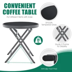 Costway 3PCS Outdoor Bistro Set Folding Table And Chairs Garden Deck Black 13 Costway 3PCS Outdoor Bistro Set Folding Table And Chairs Garden Deck Black -Garden Furniture Discounts GUEST 2100a35b 3a17 4d6a bad5 5176f7318094