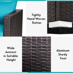 Costway 4PCS Patio Rattan Corner Sofa With Blue Cushion -Garden Furniture Discounts GUEST 22a88999 d79b 4710 8208 6191cf4e3f1f