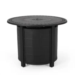 Amaya 5pc Outdoor 4 Wicker Swivel Chair & Fire Pit Set - Dark Brown/Beige/Matte Black - Christopher Knight Home -Garden Furniture Discounts GUEST 231cad94 0799 4463 86d5 abb259e55e9b