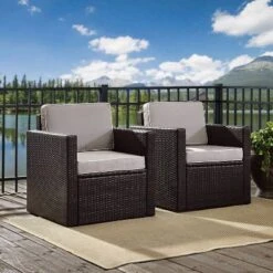 Palm Harbor 3pc All-Weather Wicker Patio Conversation Set Gray - Crosley -Garden Furniture Discounts GUEST 23f7295c 3c9a 439a 9c16 c7615d2da9a0