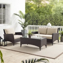 Kiawah 3pc Outdoor Wicker Conversation Set Sand - Crosley -Garden Furniture Discounts GUEST 24226070 796a 4783 b271 2237a435bedb