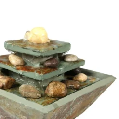 Sunnydaze Decor Sunnydaze Indoor Home Office Slate And Polished Stone Ball Tiered Tabletop Water Fountain With LED Light - 8" 16 Sunnydaze Decor Sunnydaze Indoor Home Office Slate And Polished Stone Ball Tiered Tabletop Water Fountain With LED Light - 8" -Garden Furniture Discounts GUEST 2438ef83 7e2a 48af 9602 2f4a20490159