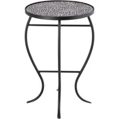 Teal Island Designs Modern Black Round Outdoor Accent Side Tables 14" Wide Set Of 2 Free-Form Mosaic Tabletop Front Porch Patio Home House -Garden Furniture Discounts GUEST 25be451b 74a9 4b63 a900 6a1c93296ada