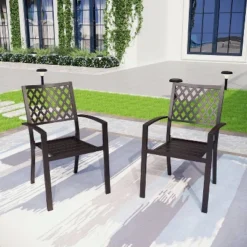 5pc Patio Set With 37" Square Metal Table With Umbrella Hole & Arm Chairs - Captiva Designs -Garden Furniture Discounts GUEST 25d1833b a6bb 4f48 ad4f 1fbec50452bd