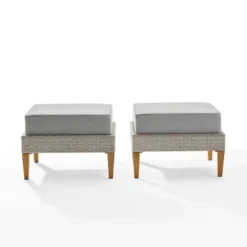 Capella 2pk Outdoor Wicker Ottomans - Gray - Crosley -Garden Furniture Discounts GUEST 26231ede e005 489b b944 97f083703ebf