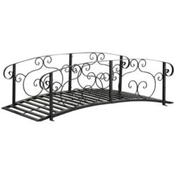 Outsunny 6' Metal Arch Backyard Garden Bridge, Safety Siderails, Arc Footbridge For Backyard Creek, Stream, Pond, Black -Garden Furniture Discounts GUEST 26b3e58c 81b4 415f 8ff7 89dedd1249ef