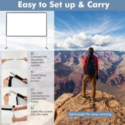 Costway 120'' Projector Screen W/ Stand 16:9 HD 4K Indoor Outdoor Projection Movie Screen -Garden Furniture Discounts GUEST 27cd883d aab2 4e5b 960a 56751c04f803