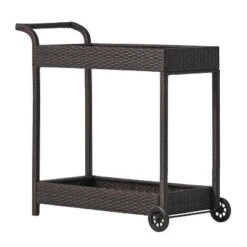 Savona Wicker Outdoor Serving Cart - Brown - Christopher Knight Home -Garden Furniture Discounts GUEST 288e20ce dce0 40bf 915a c6d43b17c8a5