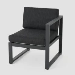 Navan 6pc Aluminum Sofa Set - Black/Dark Gray - Christopher Knight Home -Garden Furniture Discounts GUEST 2922a5b3 886d 4c68 8a28 a8e203b2ac0e