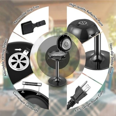 Costway Portable 1600W Electric BBQ Grill With Temperature Control & Grease Collector Red/Black 9 Costway Portable 1600W Electric BBQ Grill With Temperature Control & Grease Collector Red/Black - Image 7