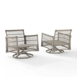 2pk Thatcher Outdoor Steel Swivel Rocking Chairs Creme/Driftwood - Crosley -Garden Furniture Discounts GUEST 2b0527aa 5651 4c77 b528 a3213bb07da3
