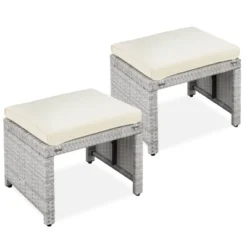 Best Choice Products Set Of 2 Multipurpose Patio Wicker Ottomans W/ Removable Cushions, Steel Frame -Garden Furniture Discounts GUEST 2b287d5e 6c23 4006 bb76 c92596edbe1b