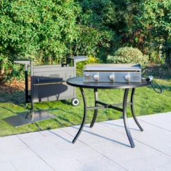 Captiva Designs GR20 3-Burner Portable Propane Gas Griddle With Cart And Lid - Black