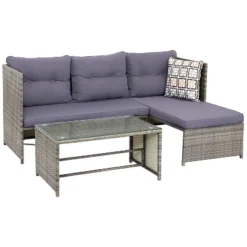 Sunnydaze Decor Sunnydaze Outdoor Longford Patio Sectional Sofa Conversation Set With Cushions And Table - 3pc -Garden Furniture Discounts GUEST 2bab34a1 3fa5 487c 9160 6fb24f020c98