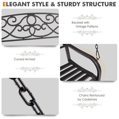 Tangkula Patio Hanging Porch Swing Outdoor 2-Person Metal Swing Bench Chair W/ Chains 9 Tangkula Patio Hanging Porch Swing Outdoor 2-Person Metal Swing Bench Chair W/ Chains - Image 7