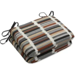 Set Of 2 Outdoor/Indoor Rounded Corners Seat Cushions Solar Stripe - Pillow Perfect -Garden Furniture Discounts GUEST 2c57245b bc32 4feb 96c7 339c63ae6bf5