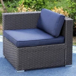 9pc All-Weather Patio Wicker Conversation Set With Cushions - Navy - Captiva Designs -Garden Furniture Discounts GUEST 2c8fd2e6 2a9a 44a7 96f3 11483488fb77