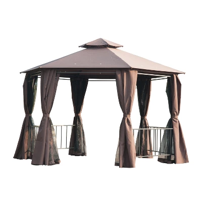 Outsunny 13' X 13' Outdoor Patio Gazebo Canopy Pavilion With Removable Mesh Netting, Curtains, Double Tiered Roof, UV Protection & Large Floor Space 9 Outsunny 13' X 13' Outdoor Patio Gazebo Canopy Pavilion With Removable Mesh Netting, Curtains, Double Tiered Roof, UV Protection & Large Floor Space - Image 7