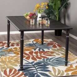 Outdoor Steel Rectangle Dining Table With 1.77" Umbrella Hole - Captiva Designs -Garden Furniture Discounts GUEST 2dd0f027 e2e0 4483 862b 8971684d06a7