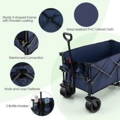 Costway Folding Collapsible Wagon Utility Garden Cart W/ Wide Wheels Adjustable Handle -Garden Furniture Discounts GUEST 2ed6b181 fb90 40a3 876e aa75fd1dbaae