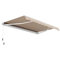 Costway Retractable Patio Awning Aluminum Deck Sunshade Shelter Outdoor Beige -Garden Furniture Discounts GUEST 2fb3ec29 2bb9 4233 ac62 3deb3192cc15