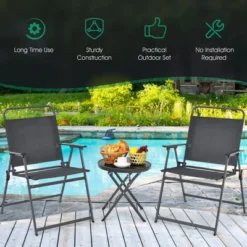 Costway 3PCS Outdoor Bistro Set Folding Table And Chairs Garden Deck Black 17 Costway 3PCS Outdoor Bistro Set Folding Table And Chairs Garden Deck Black -Garden Furniture Discounts GUEST 2fce5b0c 5e12 400d 9544 7c82661d6407