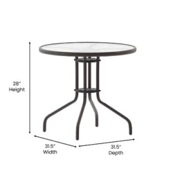 Emma And Oliver 31.5'' Round Glass Top Metal Table With 4 Aluminum Slat Stack Chairs -Garden Furniture Discounts GUEST 2fd89d82 d6e9 4545 ab69 b8f6a0f24dbd