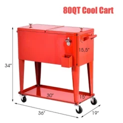 Costway 80-quart Cooler Beer Cart Outdoor Entertaining Rolling Party Steel Bar Bistro -Garden Furniture Discounts GUEST 3036e221 c73d 4454 aa23 f3fe1948cd03