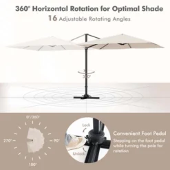 Costway Patio 9.5FT Square Cantilever Offset Hanging Umbrella 2-Tier 360° Outdoor Beige/ Coffee/Navy -Garden Furniture Discounts GUEST 30ac27c2 c33f 41b5 9484 f2c492735b55