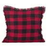 20" Fringed Buffalo Plaid Pillow Down Filled Red - SARO Lifestyle -Garden Furniture Discounts GUEST 30ed413c e8c8 4400 b44e 9f77bf1e29e3