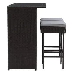 Parksville Patio Bar Set With Cushions - Black/Gray - CorLiving -Garden Furniture Discounts GUEST 312a0bc9 88d7 450d 8e5f ab96f209f0ec