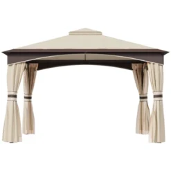 Outsunny Outdoor Gazebo With Mesh Netting Sidewalls For Shade And Rain, Patio Gazebo Canopy With 2-Tier Soft Top Roof And Steel Frame For Lawn, Garden, Backyard And Deck -Garden Furniture Discounts GUEST 3138c16a ff5f 463d 9614 27633a615c7d