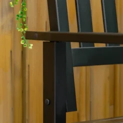 Outsunny Outdoor Wooden Storage Bench Deck Box, Wood Patio Furniture, 43 Gallon Pool Storage Bin Container With Cloth, Backrest, Armrests, Star, Black -Garden Furniture Discounts GUEST 3321c8d8 8202 4cfc a9c5 47139d9868cb