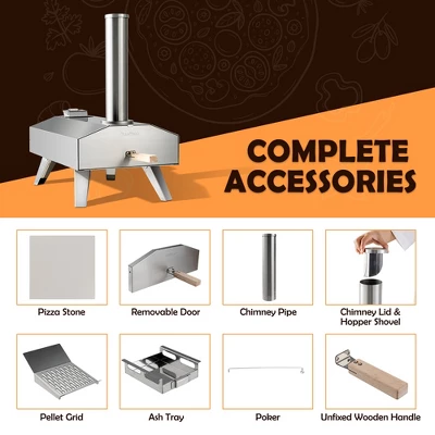 Costway Wood Pellet Pizza Oven Pizza Maker Portable Outdoor Pizza Stone W/ Foldable Leg 6 Costway Wood Pellet Pizza Oven Pizza Maker Portable Outdoor Pizza Stone W/ Foldable Leg - Image 4