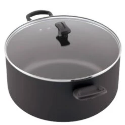 Farberware 10.5qt Aluminum Nonstick Stockpot With Lid Black