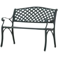 Outsunny Cast Aluminium Garden Bench 2 Seater Antique Loveseat For Outdoor Patio Porch Park, Verdigris -Garden Furniture Discounts GUEST 33da9241 0c2a 45b0 be74 f9beca762648