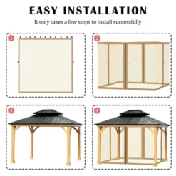 Aoodor Gazebo Netting Black 12' X 10' Polyester Screen Replacement 4 Panel Sidewalls For Patio (Only Netting) -Garden Furniture Discounts GUEST 3405a98c 2669 4921 b59c 371a5b44ef61