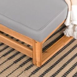 Galia 2pc Square Leg Acacia Wood Chair And Ottoman With Cushions - Brown - Saracina Home -Garden Furniture Discounts GUEST 34f09a2c 5eb2 4765 8bf5 0e22052dcc27