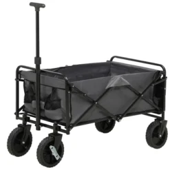 Outsunny Collapsible Wagon, Graden Carts With Wheels, Adjustable Handle, Folding Table And Cup Holders, Dark Gray -Garden Furniture Discounts GUEST 3538daae 529d 4ca8 a508 34b0d89729b0