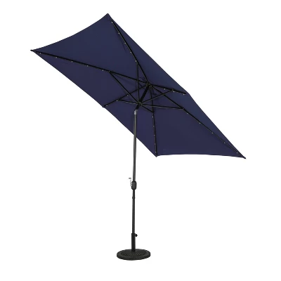 Island Umbrella 10' X 6.5' Rectangular Nassau Market Patio Umbrella With LED Bulb Lights Navy 6 Island Umbrella 10' X 6.5' Rectangular Nassau Market Patio Umbrella With LED Bulb Lights Navy - Image 4