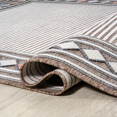 JONATHAN Y Sebastian High-Low Modern Diamond Border Classic Indoor/Outdoor Area Rug 7 JONATHAN Y Sebastian High-Low Modern Diamond Border Classic Indoor/Outdoor Area Rug - Image 5